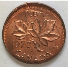 CANADA 1973 . ONE CENT COIN . ERROR . MIS-STRIKE